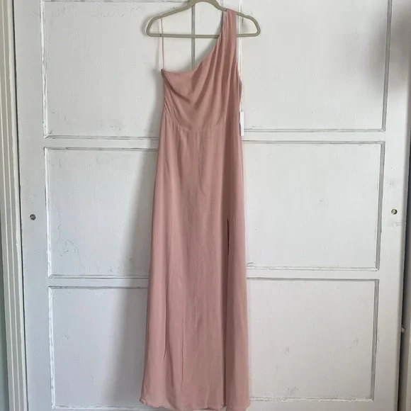 NWT REFORMATION Evelyn One Shoulder Dress Blush Pink 8 - Picture 5 of 8